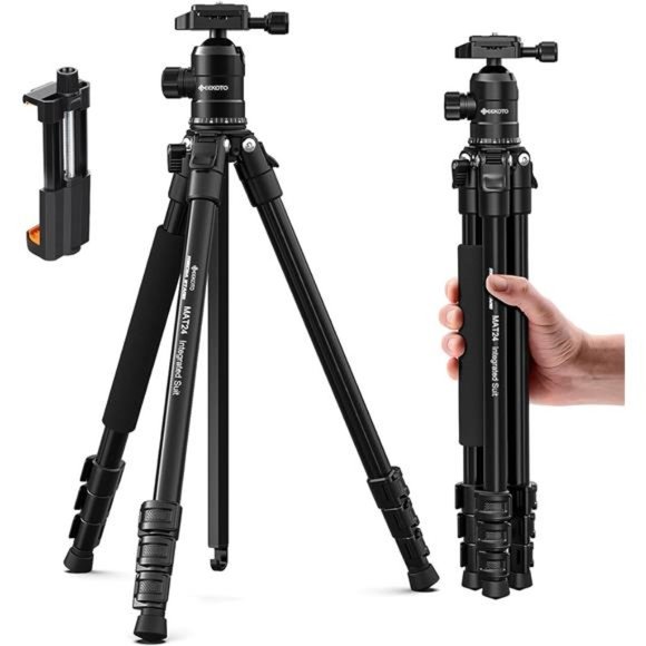 Camera Tripod:Travel Tripod for DSLR, 63 Aluminum Tripod with 360